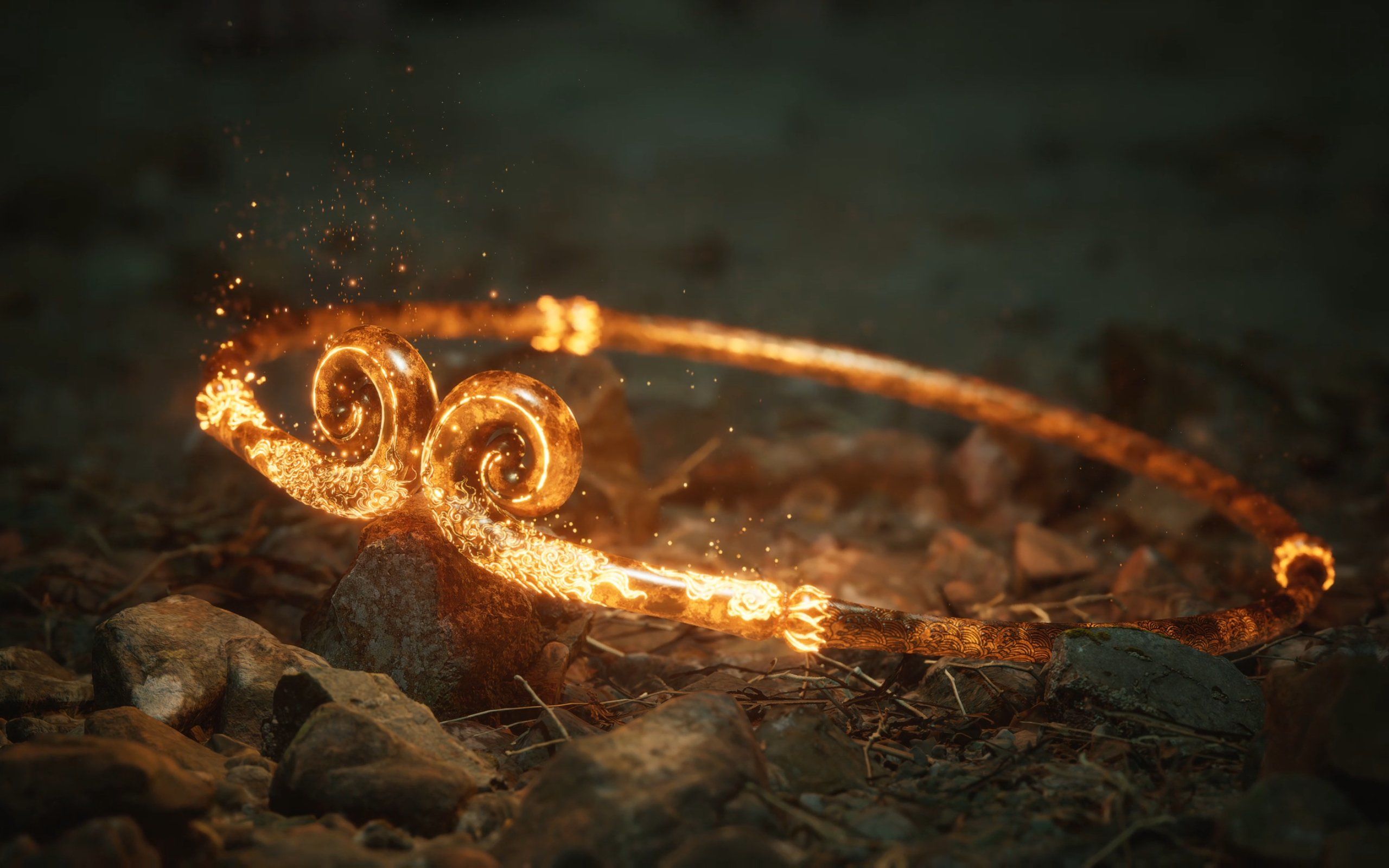 散落的金箍发出光芒