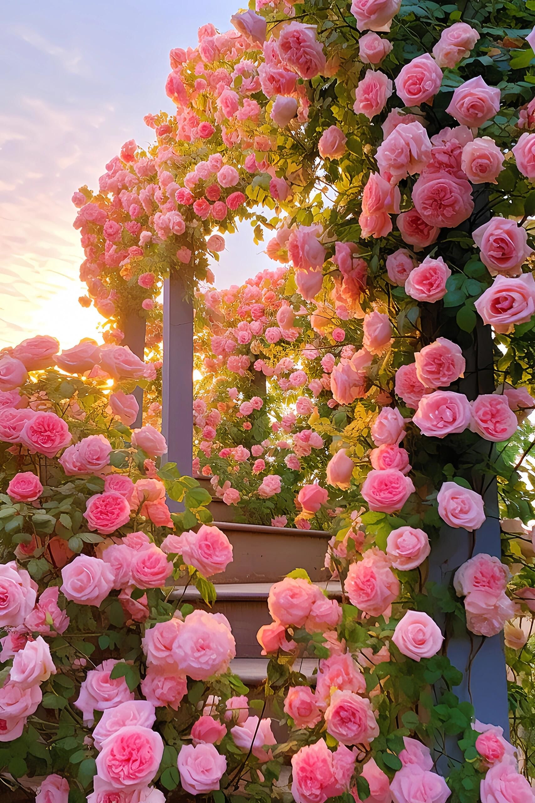 梦幻婚礼:洁白婚纱与玫瑰海洋的浪漫邂逅