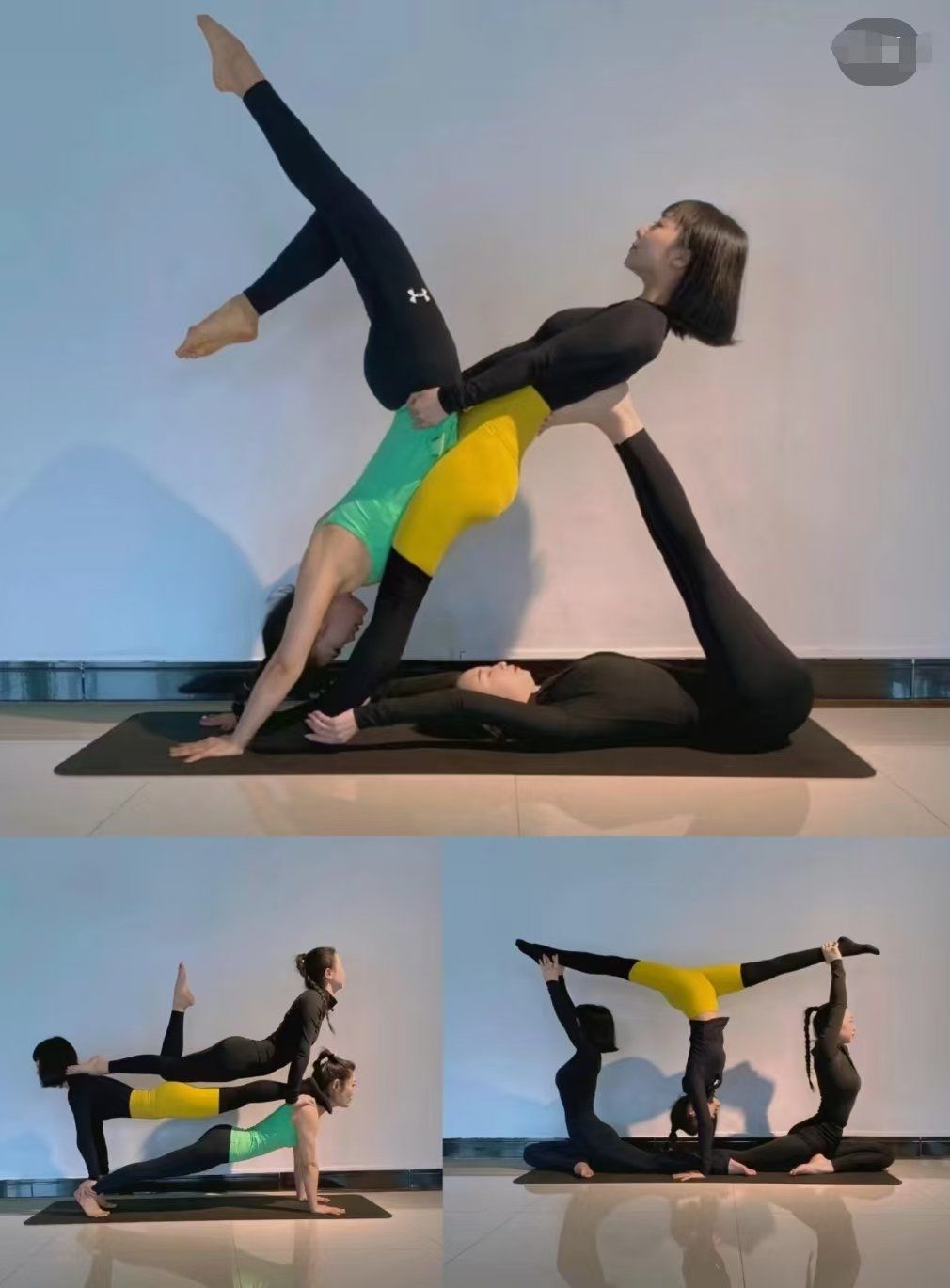 姐妹同练瑜伽动作