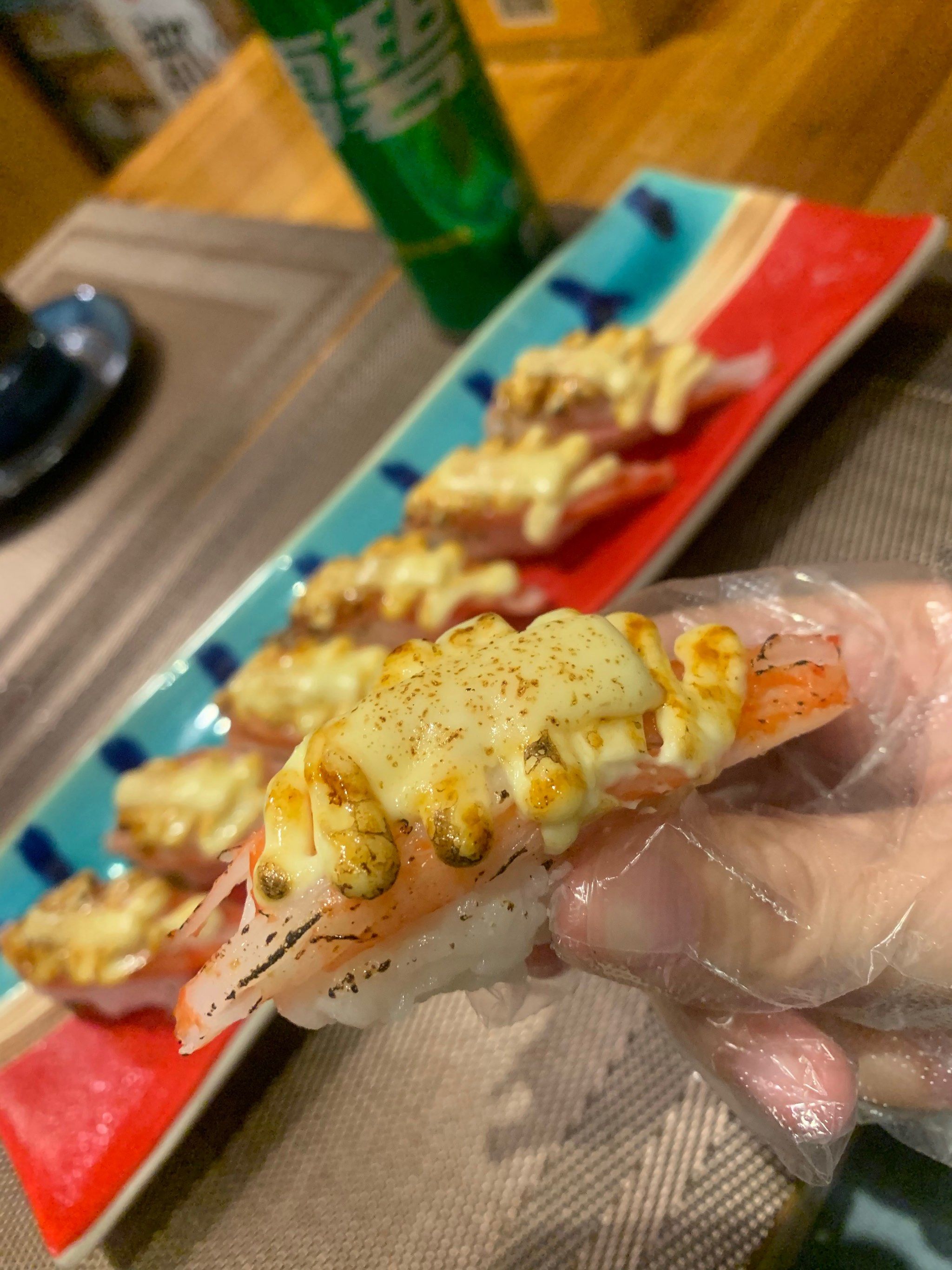 芝士焦糖蟹柳手握