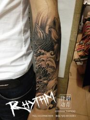 吉林市纹身 律动纹身 包小臂般若纹身-律动刺青