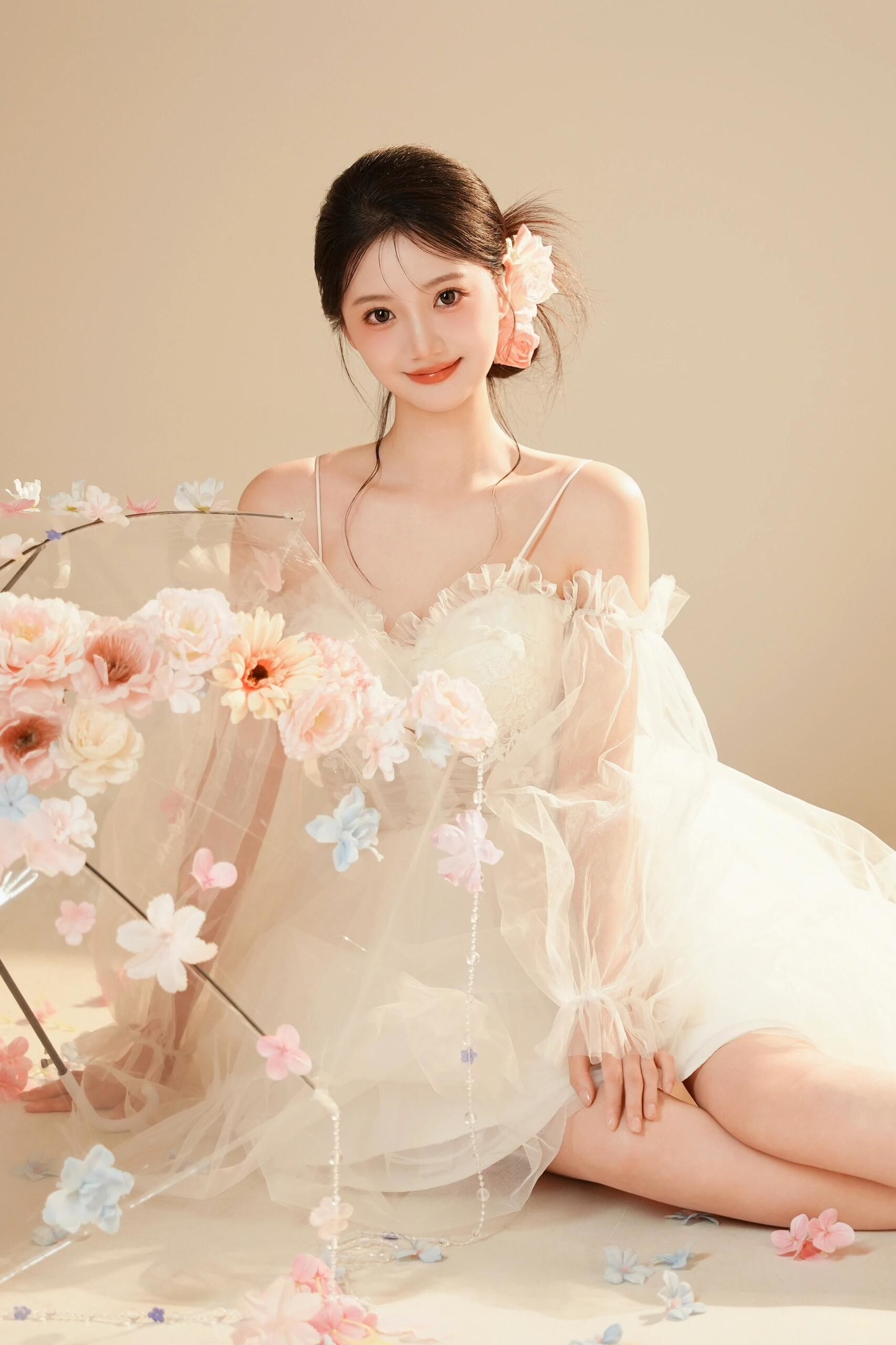 韩系鲜花伞写真