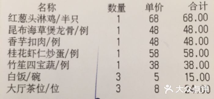 南园酒家(前进路店)账单图片
