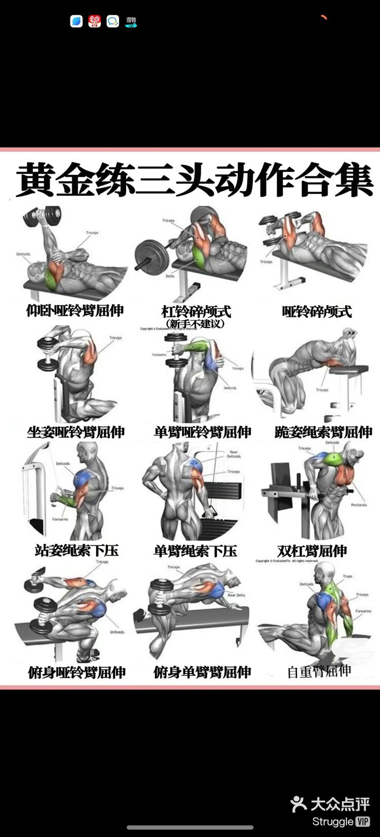 瘦子增肌手臂三头训练动作合集