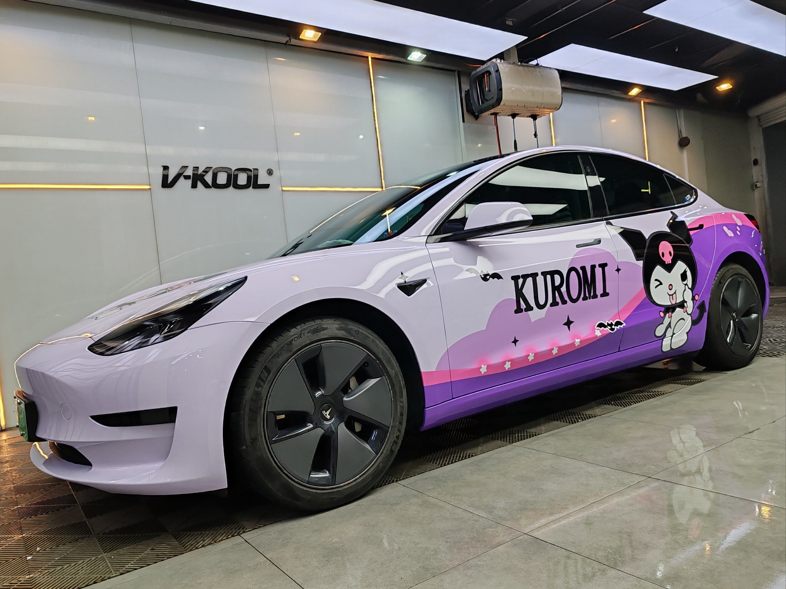 汽车贴膜改色#特斯拉#彩绘#库洛米