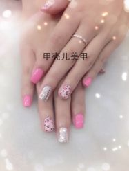 粉嫩色系小豹纹-甲壳儿美甲美睫