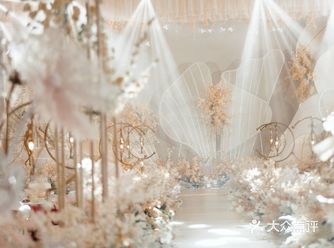 透明的羽翼下，是一片香槟色的花海，随着路引的灯光