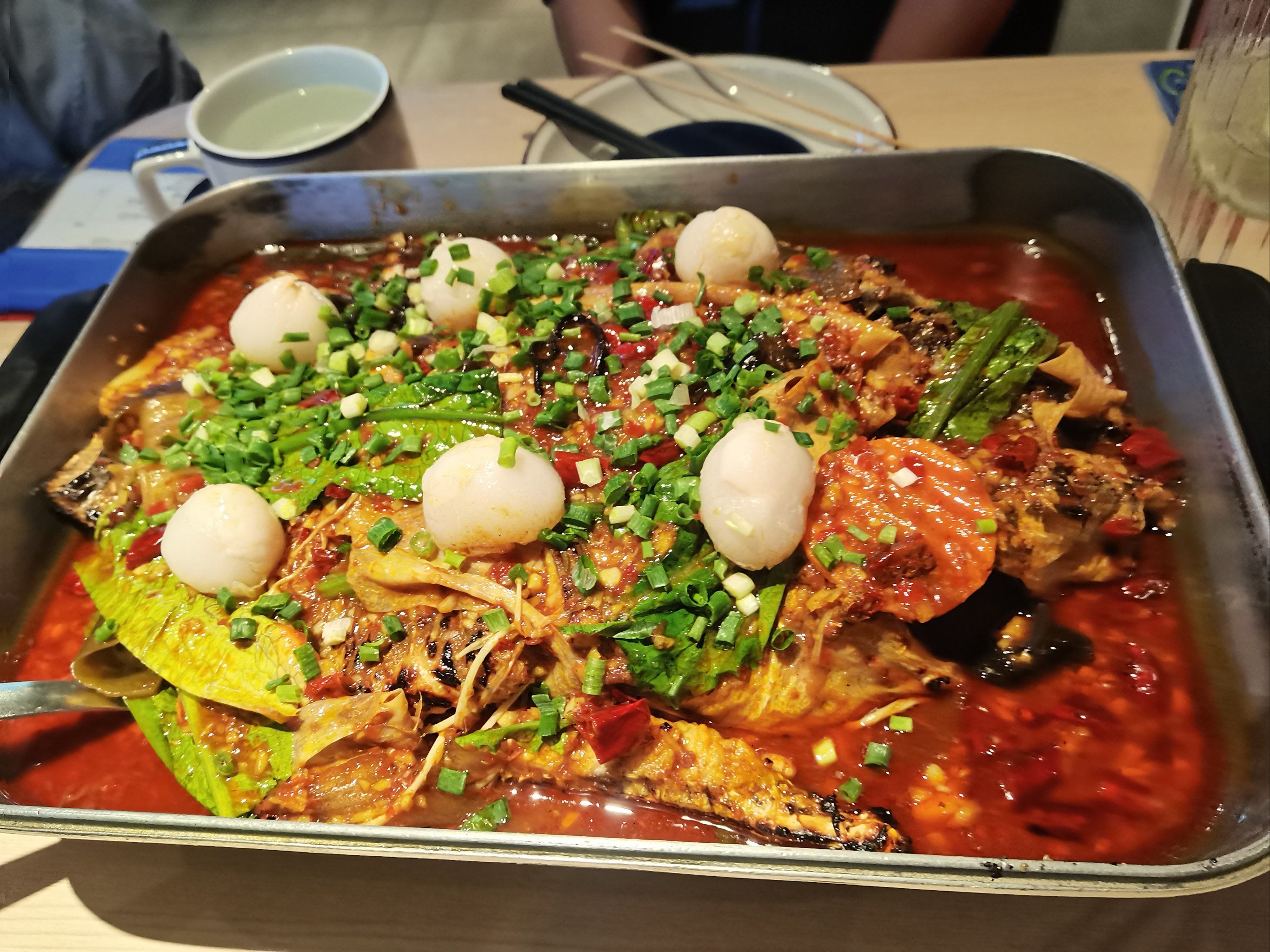 烤鱼,最爱荔枝香辣味