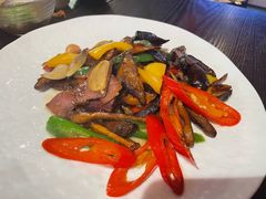 彩椒诺邓火锅炒见手青-滇野云南野生菌餐厅(陕西南路店)