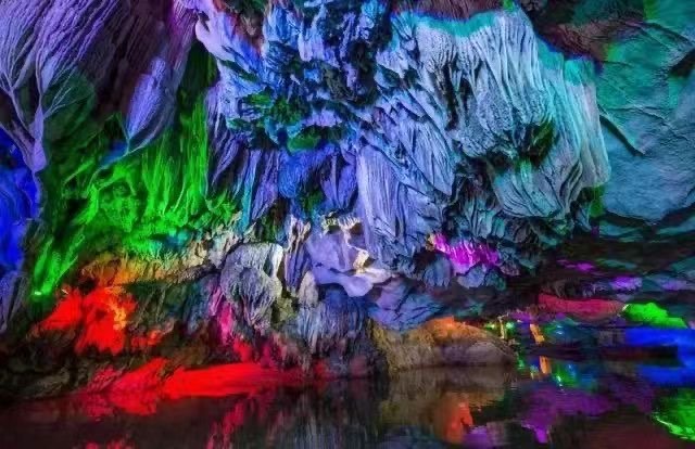Jinlong Cave Underground River Jinlong Cave Underground River boat ride and illuminated karst formations in Qingyuan