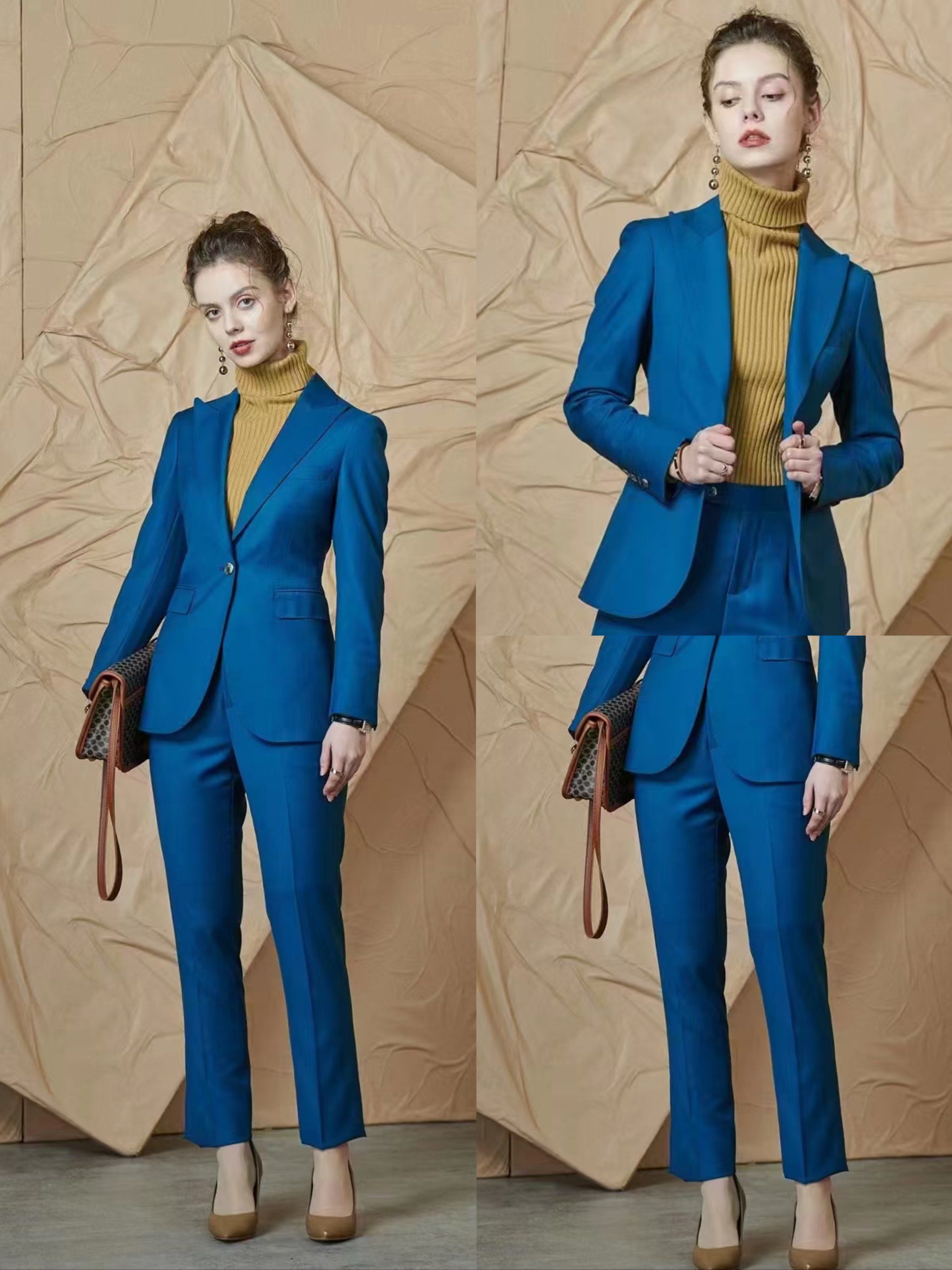 让人眼前一亮的宝蓝色女西服