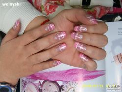 粉色蕾丝-星美甲