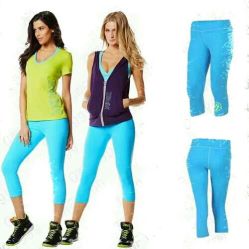 尊巴七分裤 天蓝色针织弹力紧身打底裤-文E范儿ZUMBA尊巴舞蹈