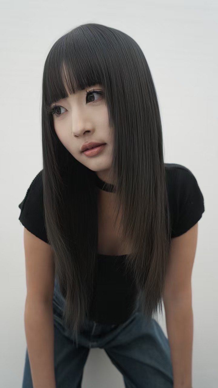 独特风格黑长发
