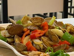 姜葱爆炒花蛤-覃记海鲜美食餐厅