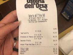 账单-Osteria dell'Orsa