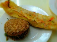 烧饼夹肉&nbsp;&nbsp;和&nbsp;&nbsp;烙春卷-护国寺小吃(和平西街店)