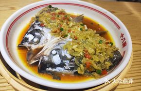 Steamed Fish Head with Mei Ji Sauce