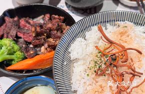 Pork Belly and Steak Rice Platter