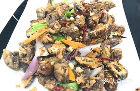 Fried Silkworm Pupa with Chicken Hearts
