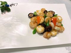 XO酱海参菇炒元贝-粤菜王府·海鲜·茶市·海景餐厅(大梅沙店)