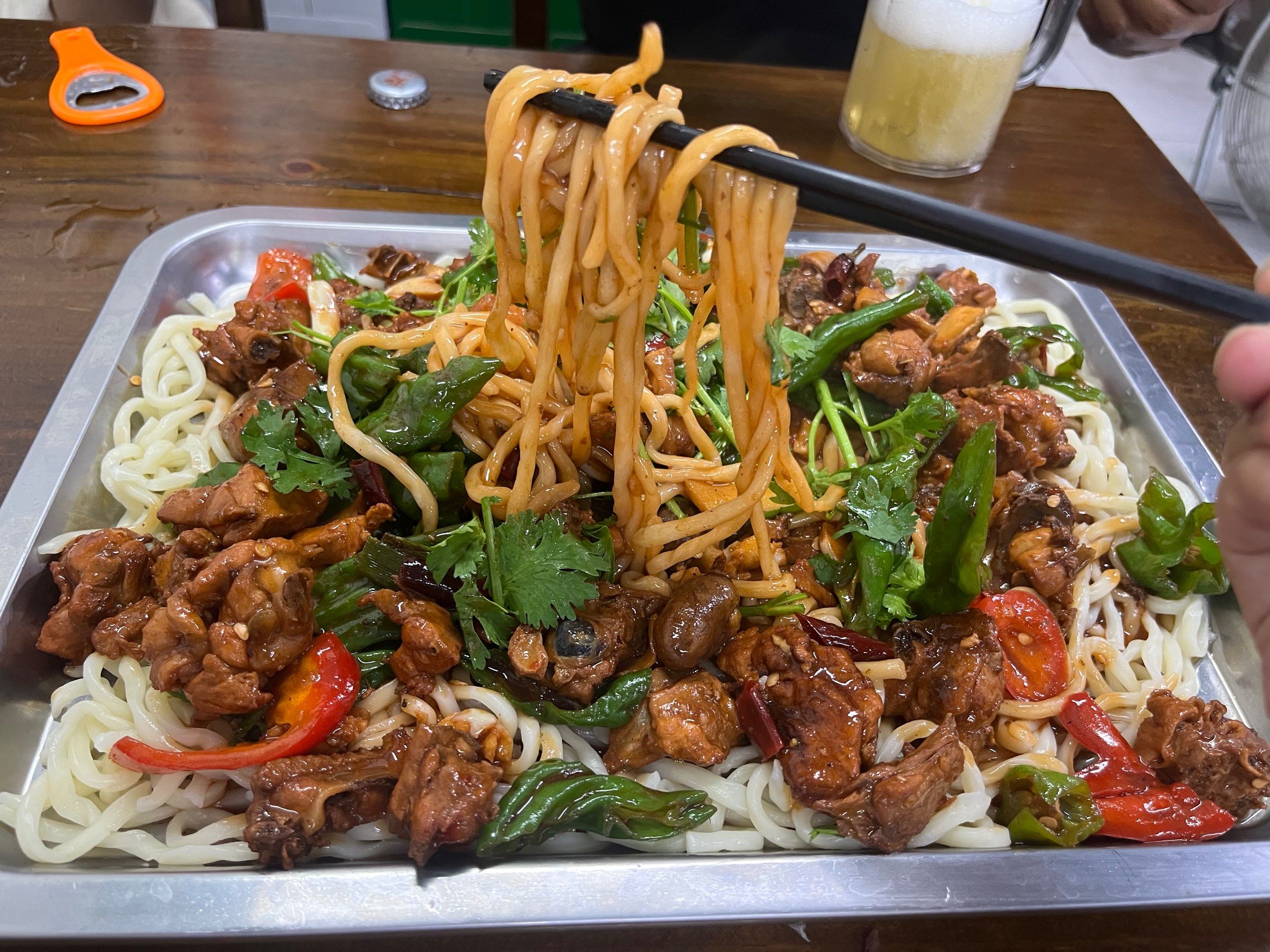 辣子鸡拌面