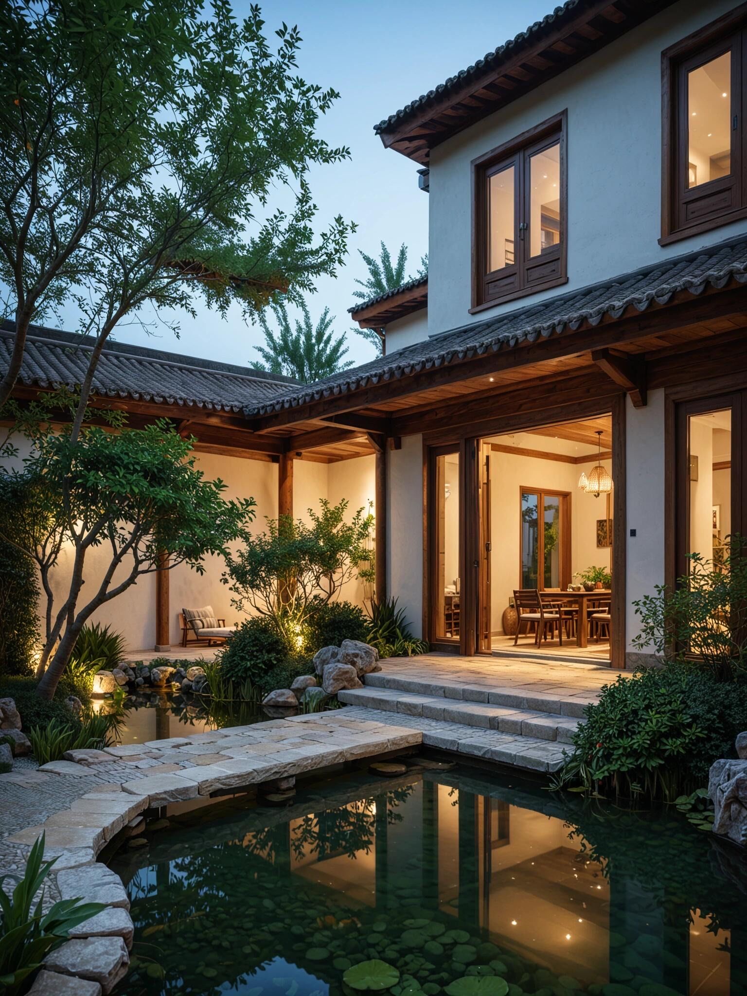 跑一套中式庭院景观意向图