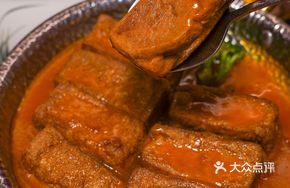 Homemade Black Tofu in Abalone Sauce