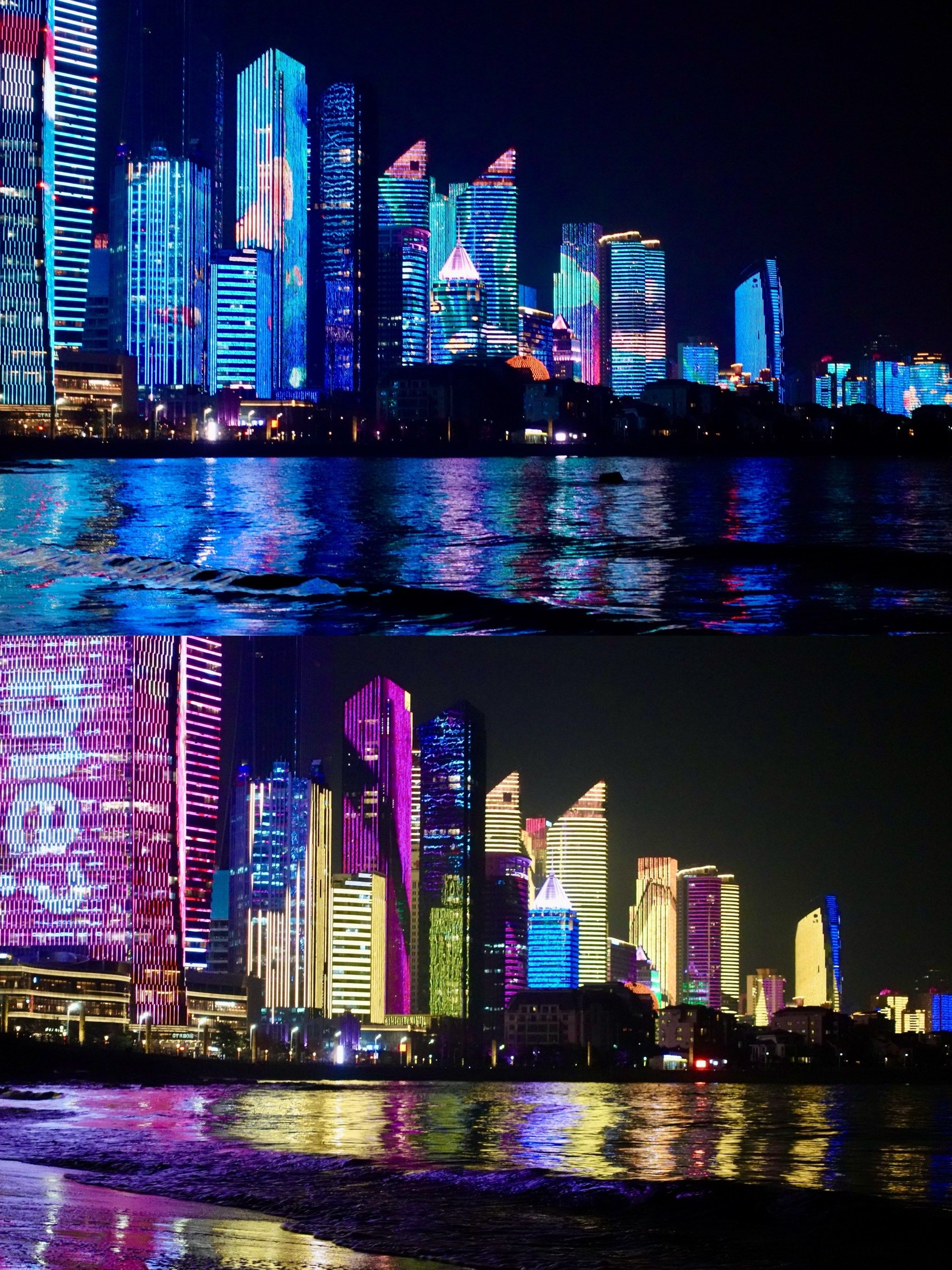 在青岛第三海水浴场看霓虹流动,这也太梦幻了吧