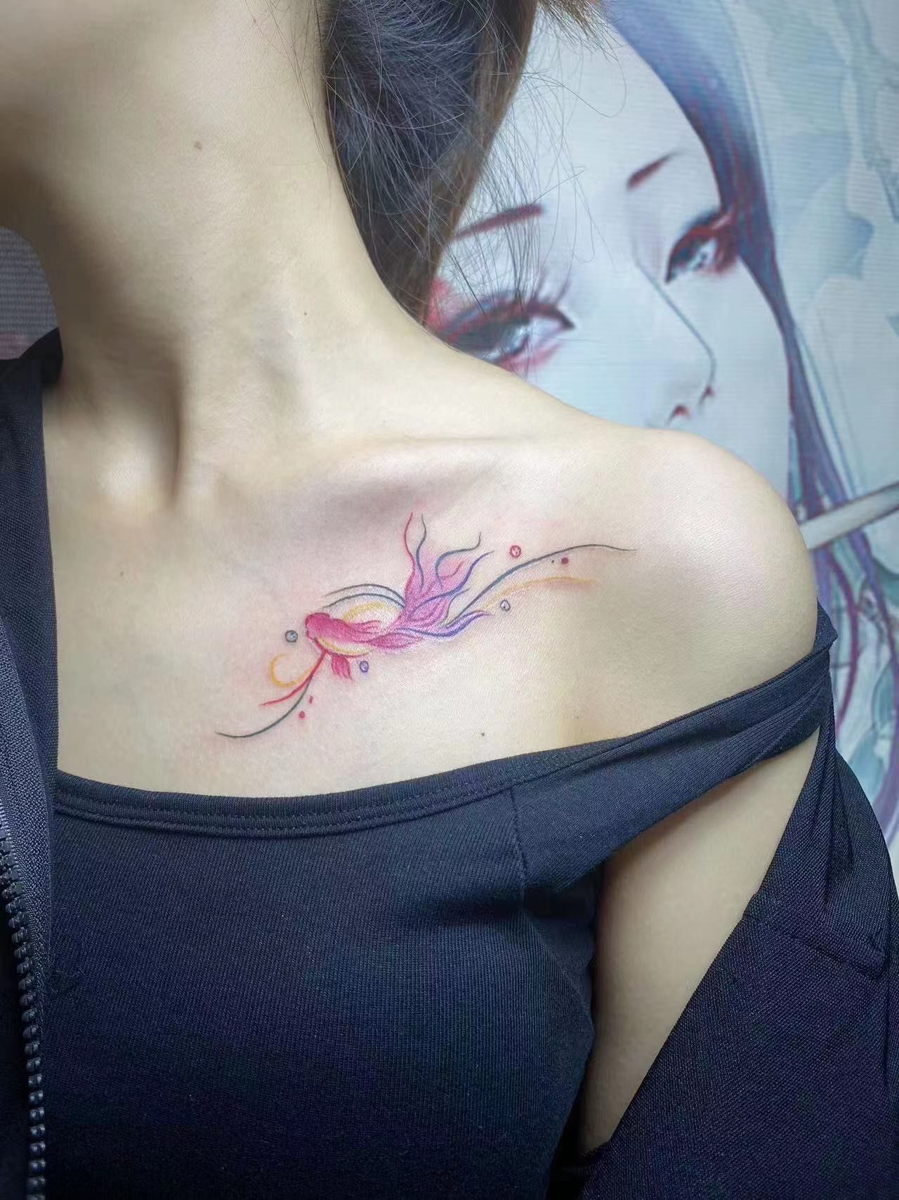笔记#小金鱼#纹身#锁骨纹身