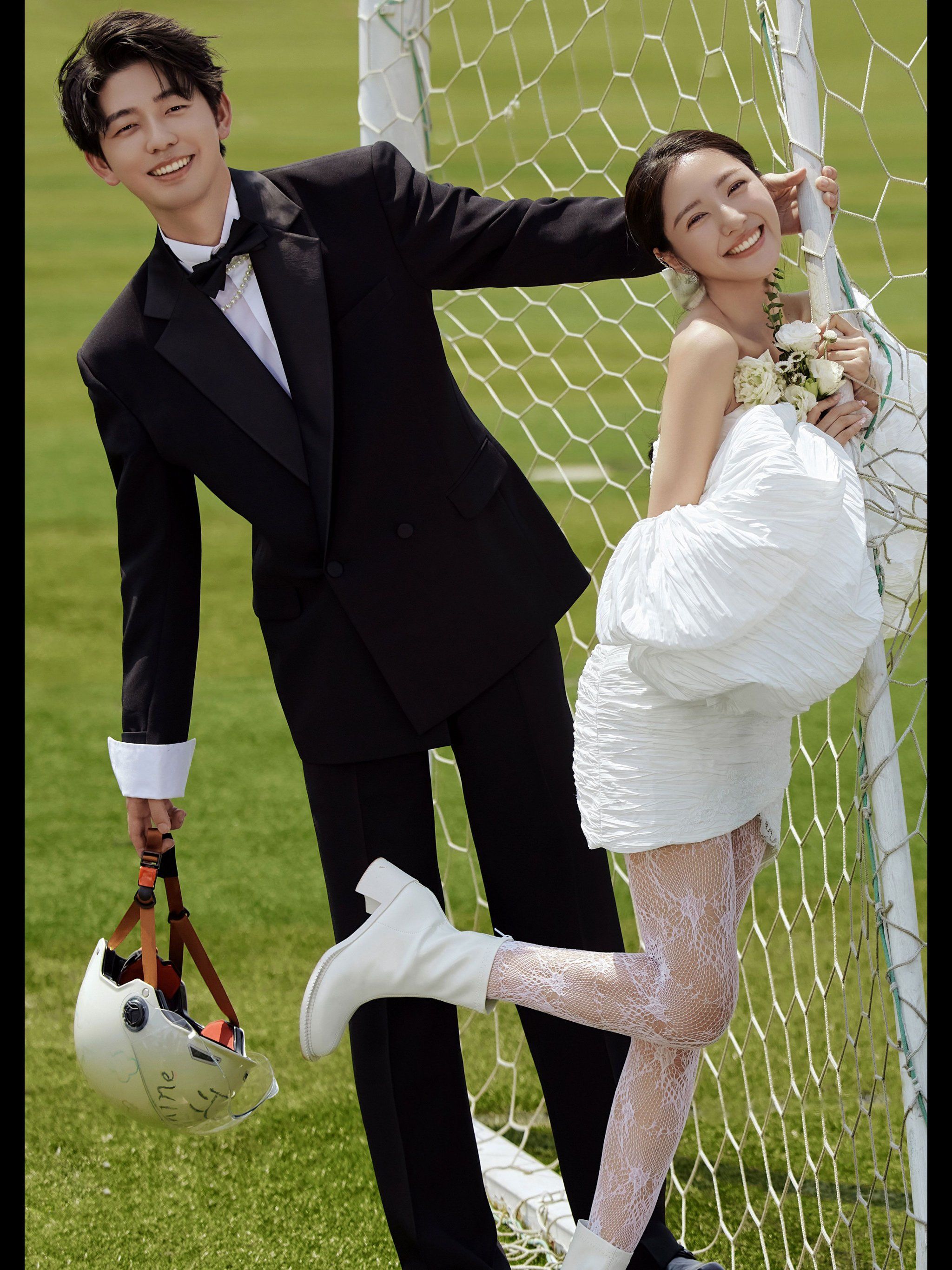 青春校园风婚纱照 💕从蓝色校服到白色婚纱