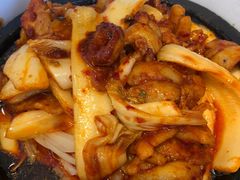 石板辣白菜炒五花肉-七八冷面·延边朝鲜族美食(圣熙八号店)