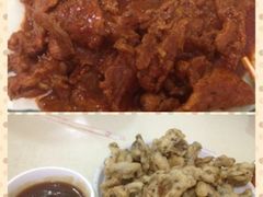 辣肉和炸蘑菇-满口香饭店