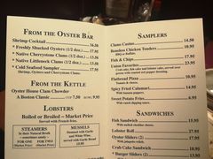 菜单-Union Oyster House