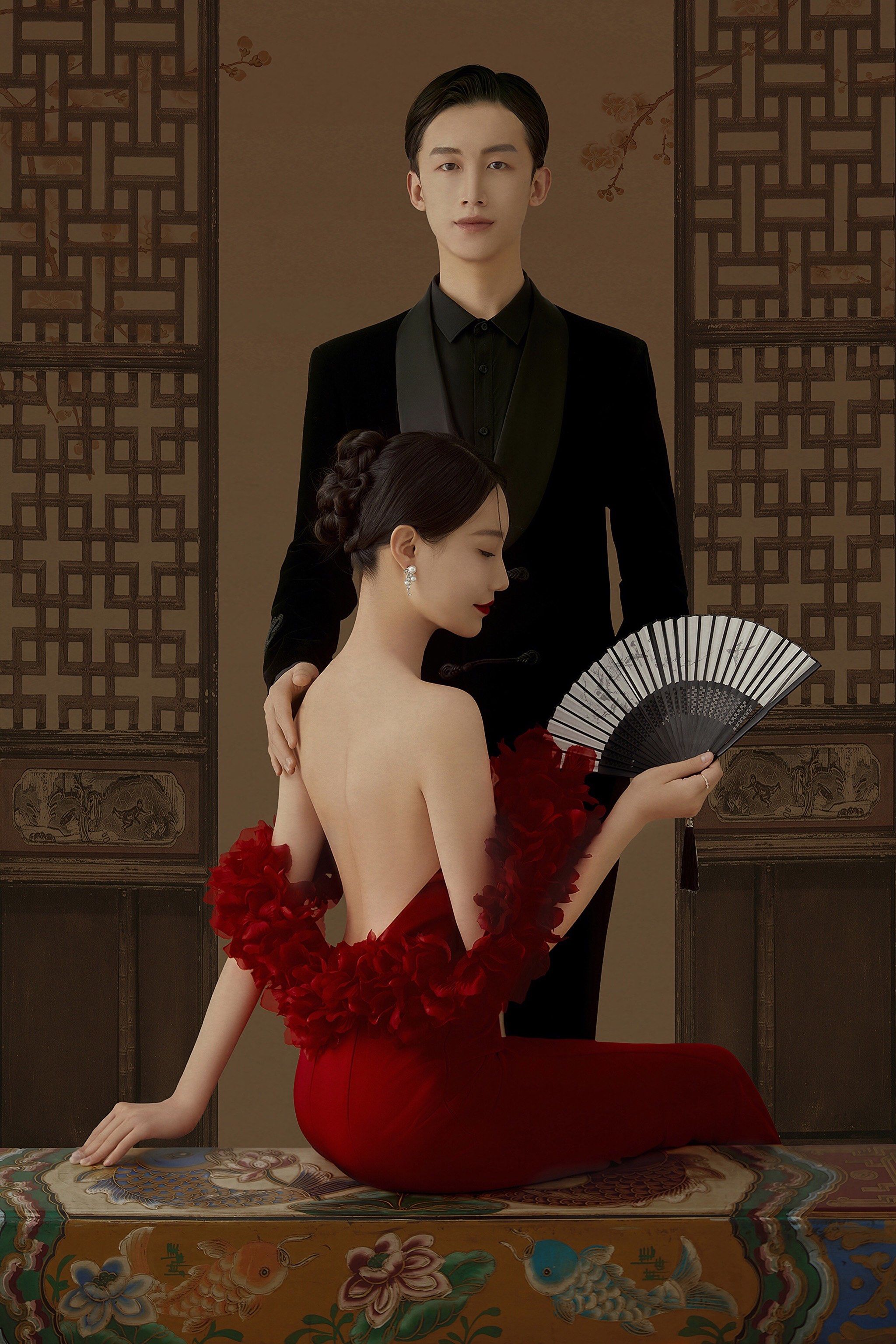 工笔画婚纱照