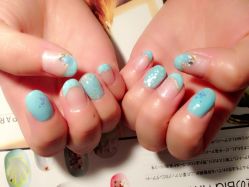 淡淡的蓝，贝壳在里面哦〜-7号美甲美睫