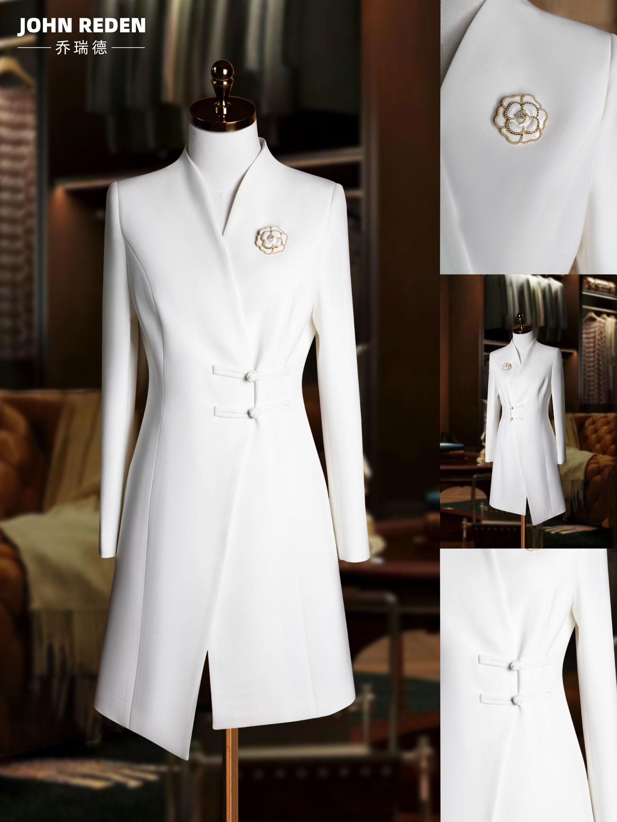 女主持人想要展现出你的时尚品味,这款白色西装连衣裙,绝对是你衣橱里