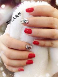 大红搭配彩钻-甲壳儿美甲美睫