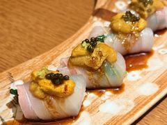 鲷鱼甜虾春菊卷海胆-水之惠鲜鱼料理(王府大街店)