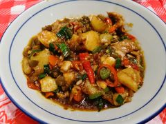 杏鲍菇肥肠薯片-荆九爷爆炒桥头三嫩(夫子庙店)