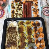 油→孜然粉→椒盐→辣椒粉海鲜粉→烧烤酱→油