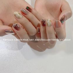 -复古绿·少女主题美甲美睫