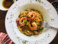 鲜虾蒜辣意面-小食院简餐厅
