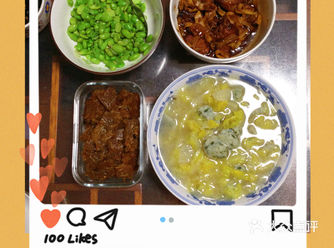 依旧是打扫冰箱的一天，今天吃拌毛豆煎焖子排骨炖豆皮和
