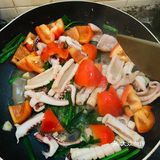 在北京的第一次尝试-彩椒炒鱿鱼