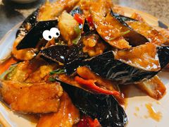 风味茄子-华盛园卷子王农家菜水库鱼