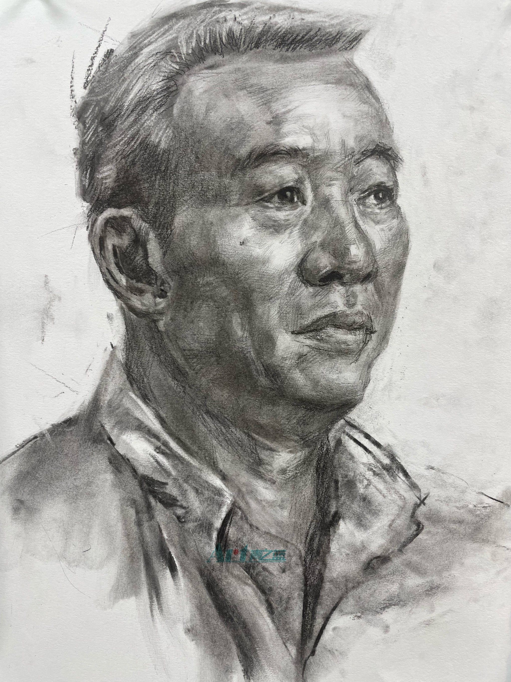 高二学生素描头像