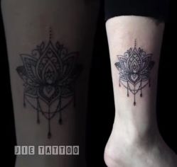 美女小腿梵花 纹身师：杰Tattoo刺青主理人 TianJin.China中国天津-杰TATTOO刺青