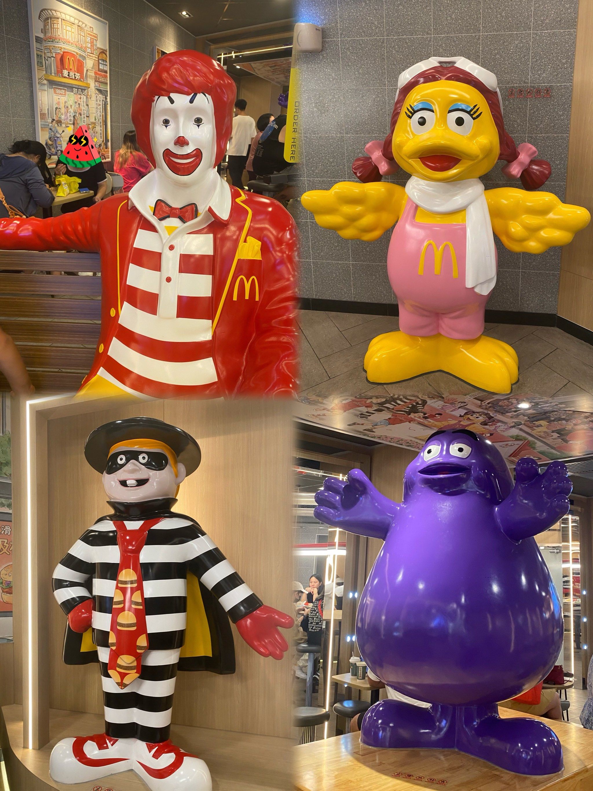 🎡领展这家m记虽然小,但有点特别,门口就有麦当劳叔叔坐在那,里面
