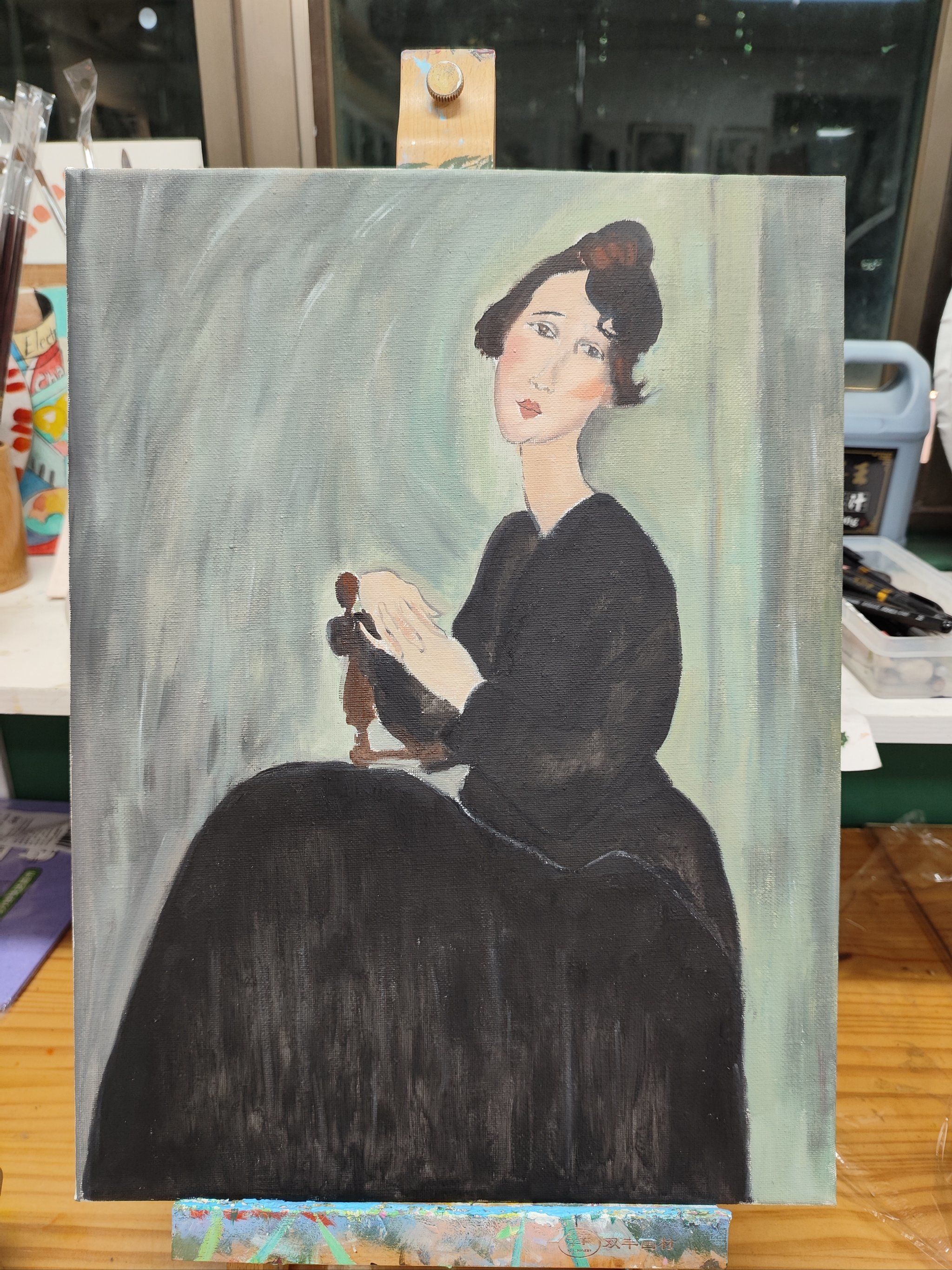 学员画莫迪利亚尼的作品